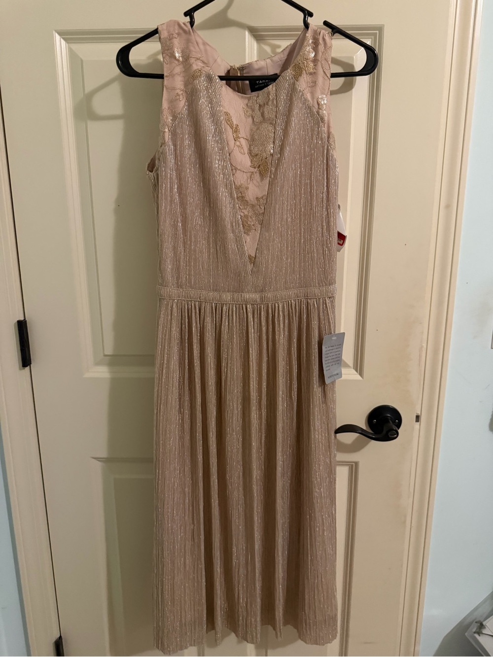Tahari Formal Shimmery Champagne Sleeveless Midi Dress - Picture 1 of 2